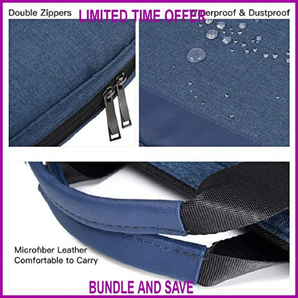 14-15 Inch Laptop Sleeve Case with Organizer, Waterproof Canvas
